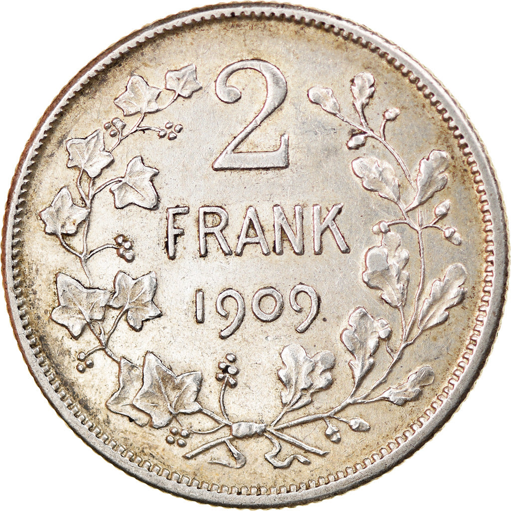 Coin, Belgium, 2 Francs, 2 Frank, 1909, AU(50-53), Silver, KM:59