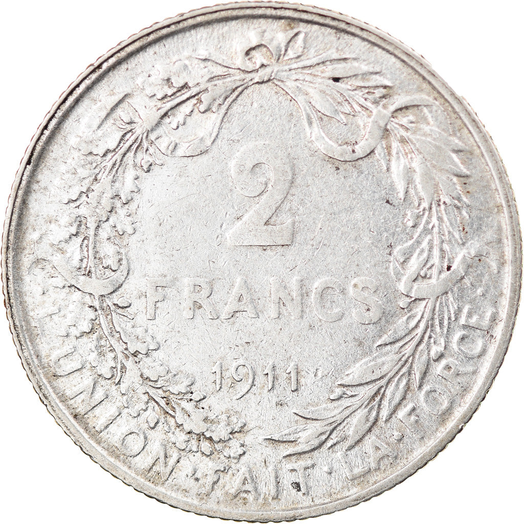 Moneta, Belgio, 2 Francs, 2 Frank, 1911, BB, Argento, KM:74