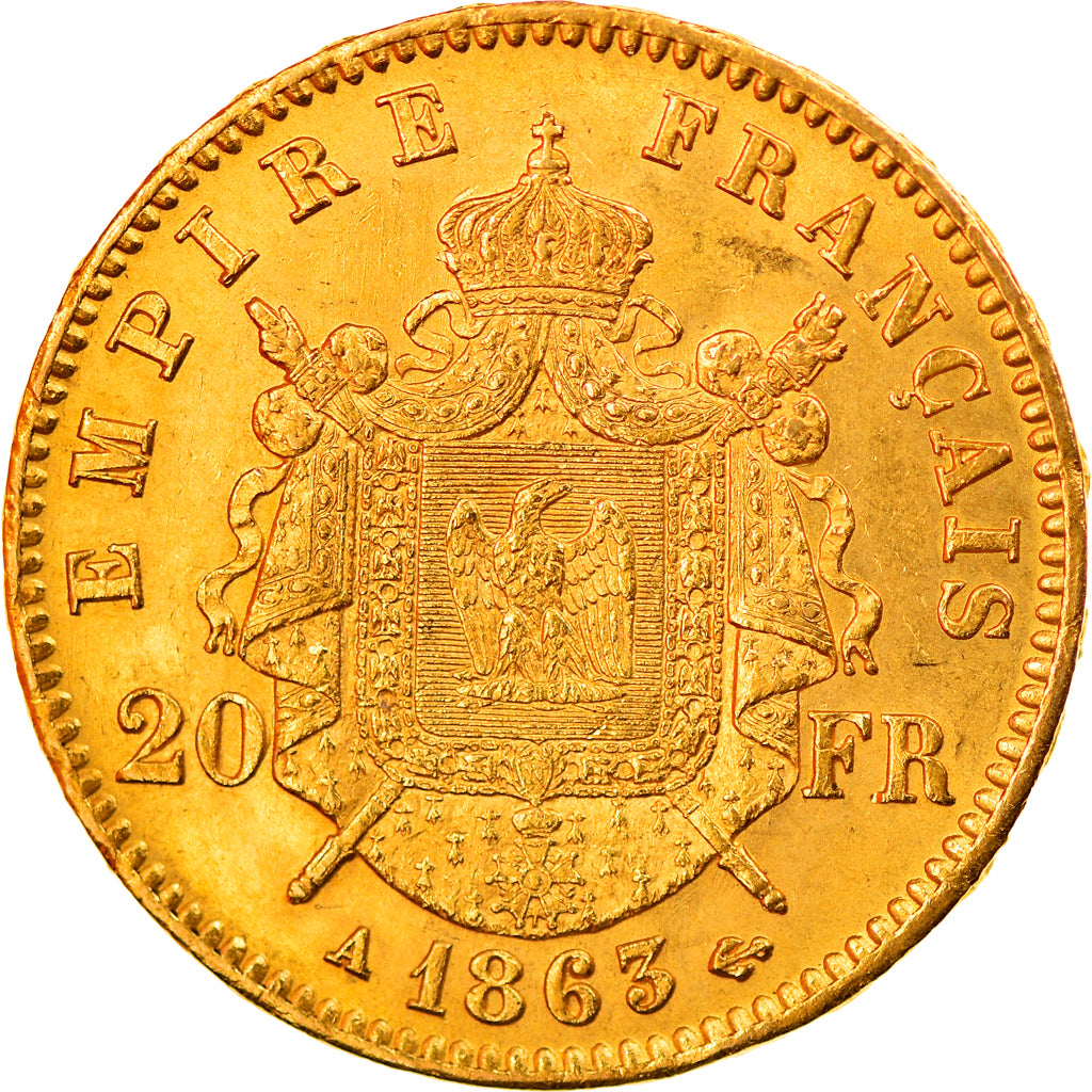 Monnaie, France, Napoléon III, 20 Francs, 1863, Paris, TTB+, Or, Gadoury:1062