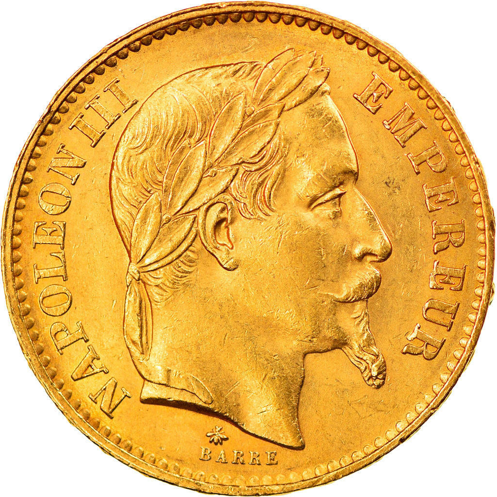 Coin, France, Napoléon III, 20 Francs, 1868, Paris, AU(50-53), Gold, KM:801.1