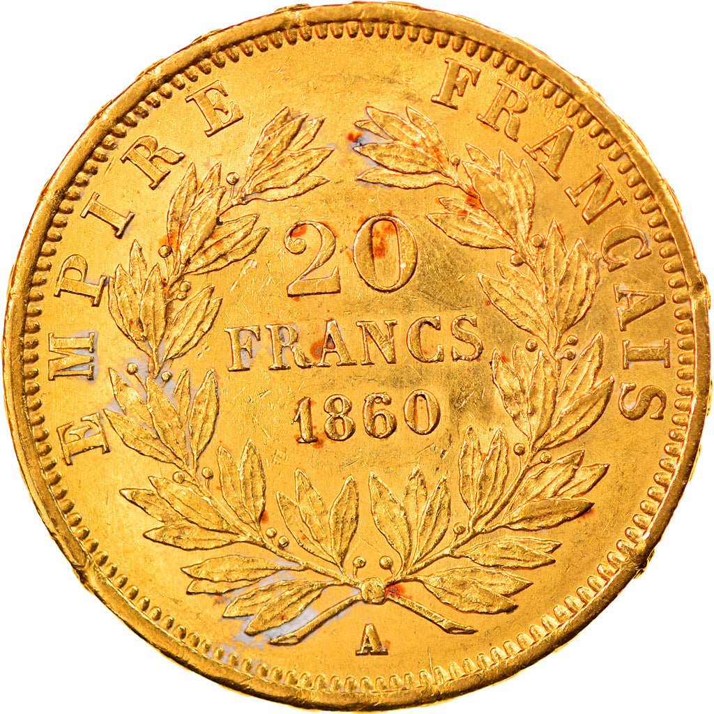 Coin, France, Napoléon III, 20 Francs, 1860/50, Paris, AU(50-53), Gold