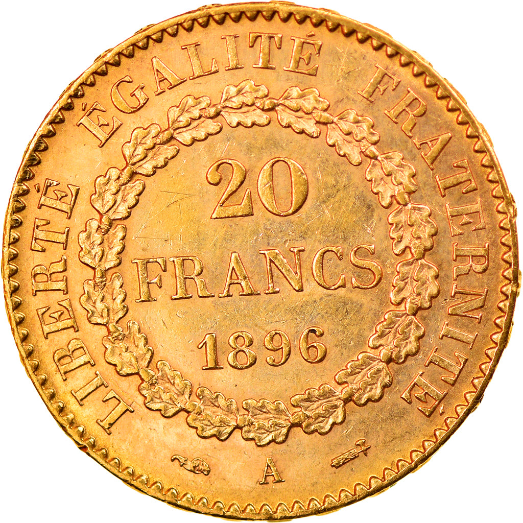 Munten, Frankrijk, Génie, 20 Francs, 1896, Paris, ZF+, Goud, KM:825