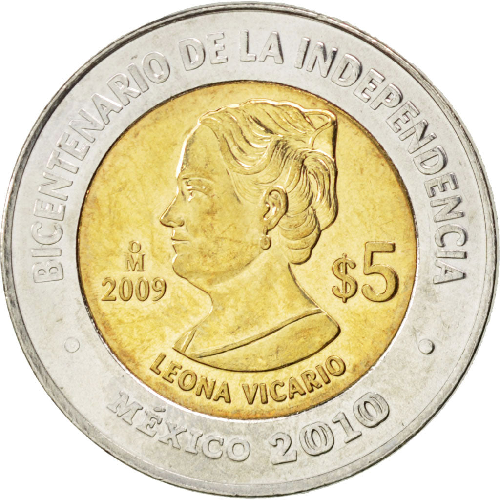 Coin, Mexico, 5 Pesos, 2009, MS(63), Bi-Metallic, KM:919