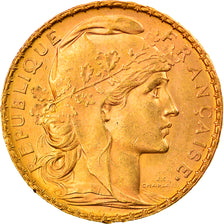 Moneta, Francja, Marianne, 20 Francs, 1907, Paris, AU(50-53), Złoto, KM:857