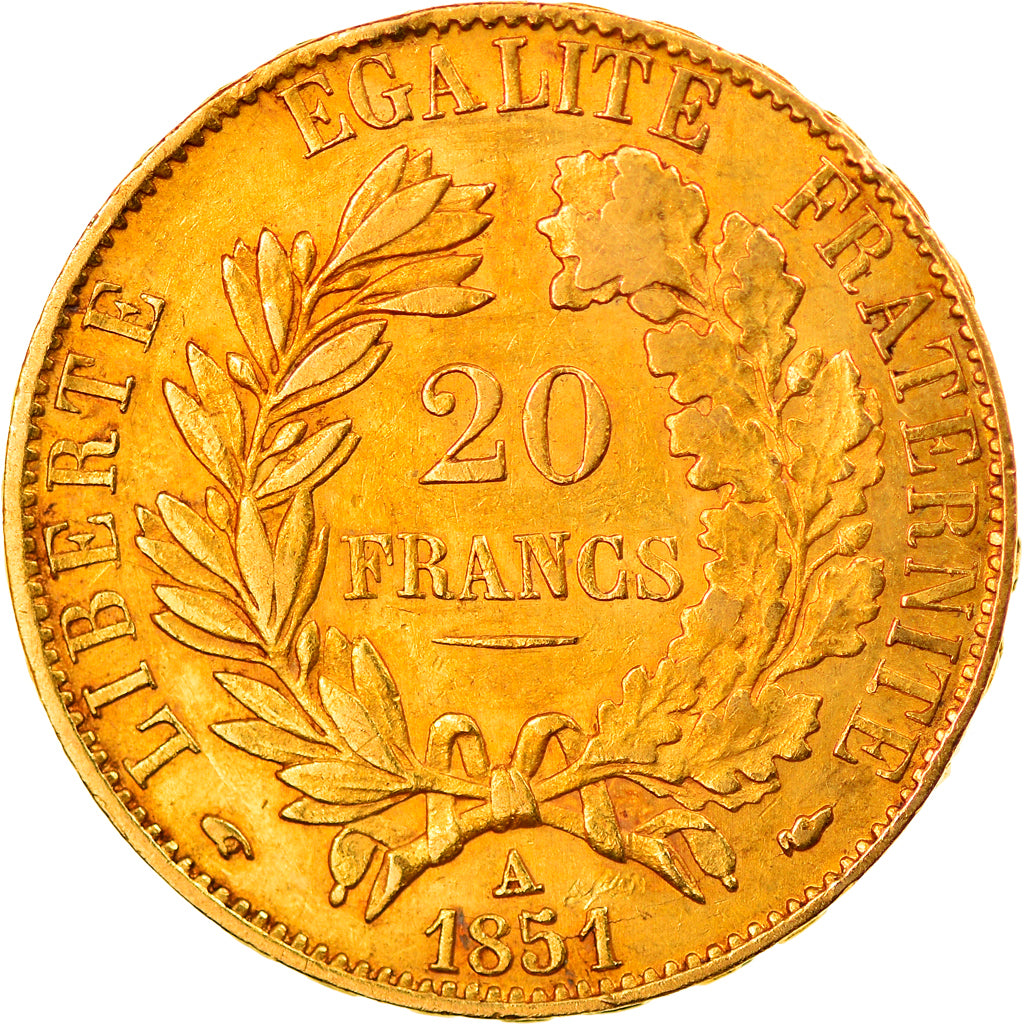 Coin, France, Cérès, 20 Francs, 1851, Paris, EF(40-45), Gold, KM:762