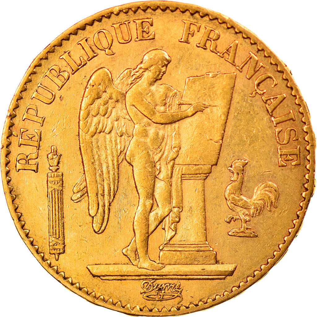Moeda, França, Génie, 20 Francs, 1876, Paris, AU(50-53), Dourado, KM:825