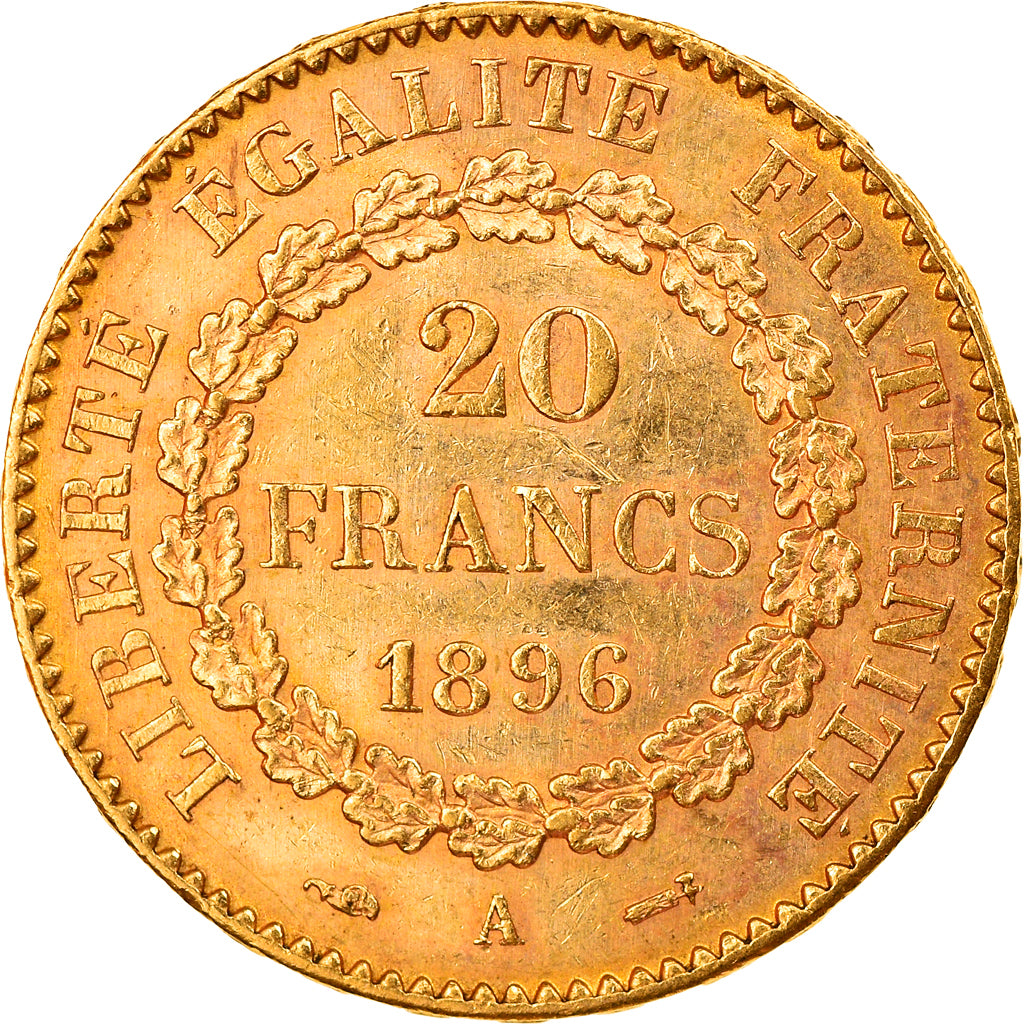 Coin, France, Génie, 20 Francs, 1896, Paris, AU(50-53), Gold, KM:825