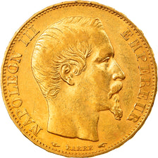 Moneta, Francia, Napoleon III, 20 Francs, 1854, Paris, BB+, Oro, KM:781.1