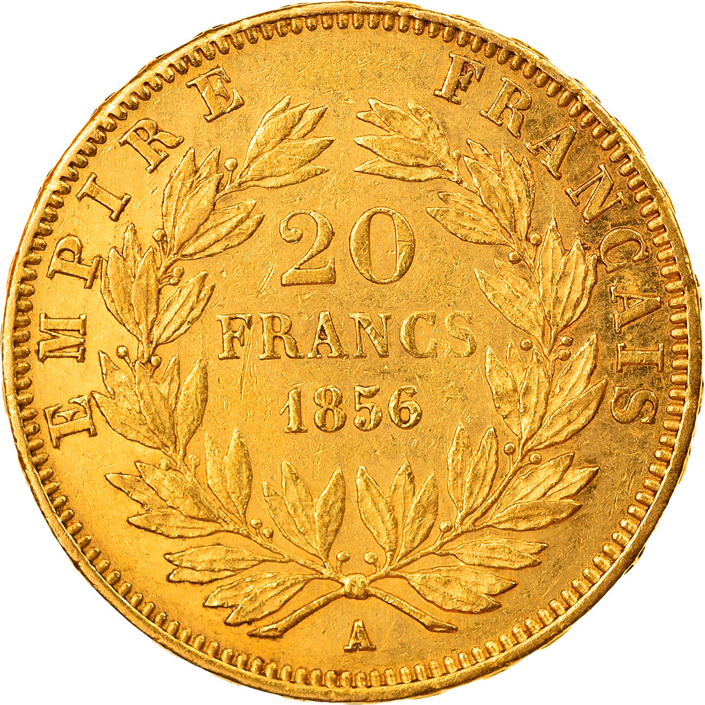 Coin, France, Napoleon III, 20 Francs, 1856, Paris, AU(50-53), Gold, KM:781.1