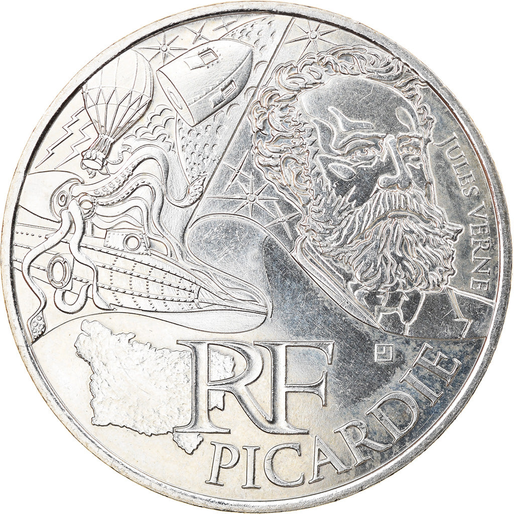 France, 10 Euro, Picardie, 2012, Paris, MS(63), Silver, KM:1666