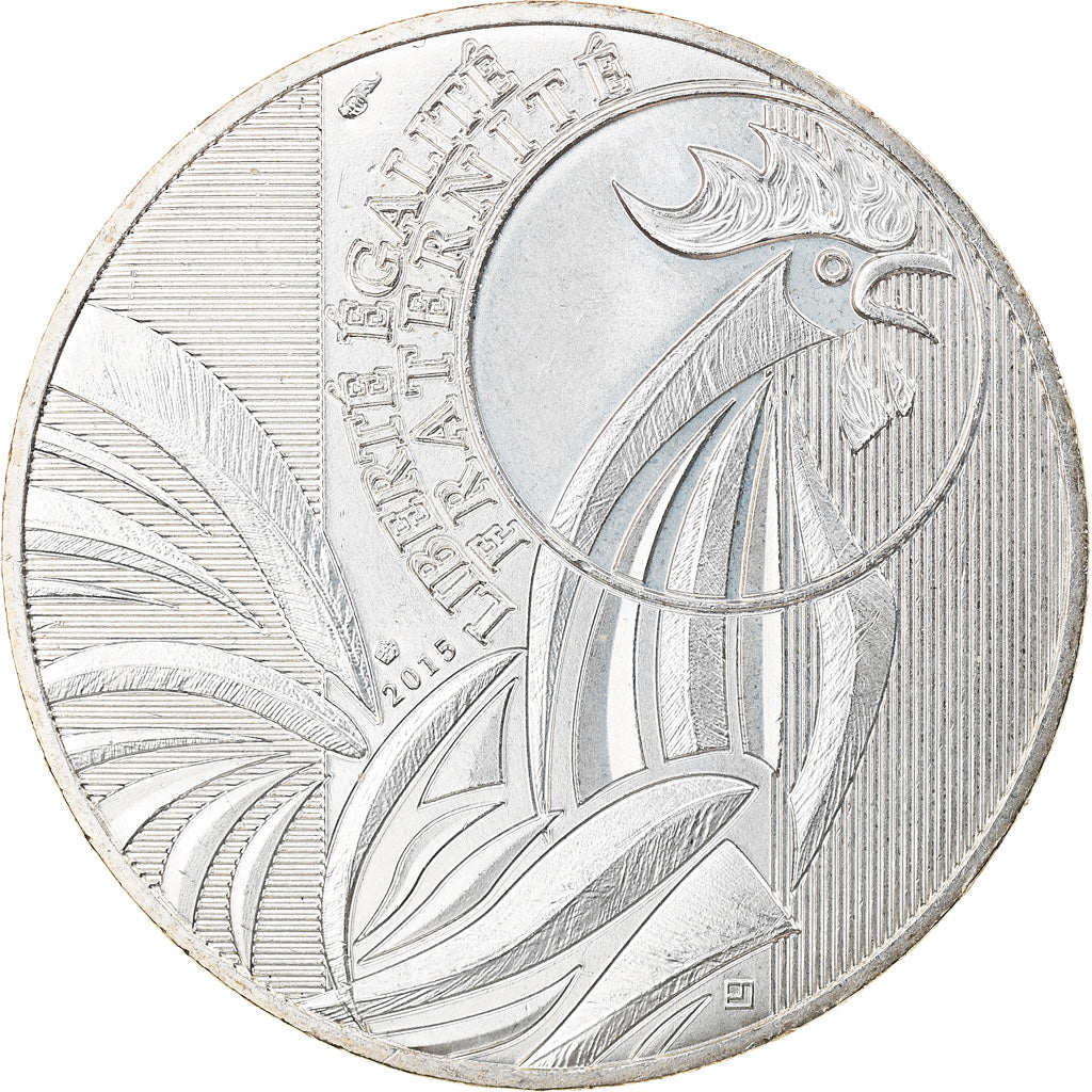 France, 10 Euro, Coq, 2015, MS(63), Silver, Gadoury:EU727