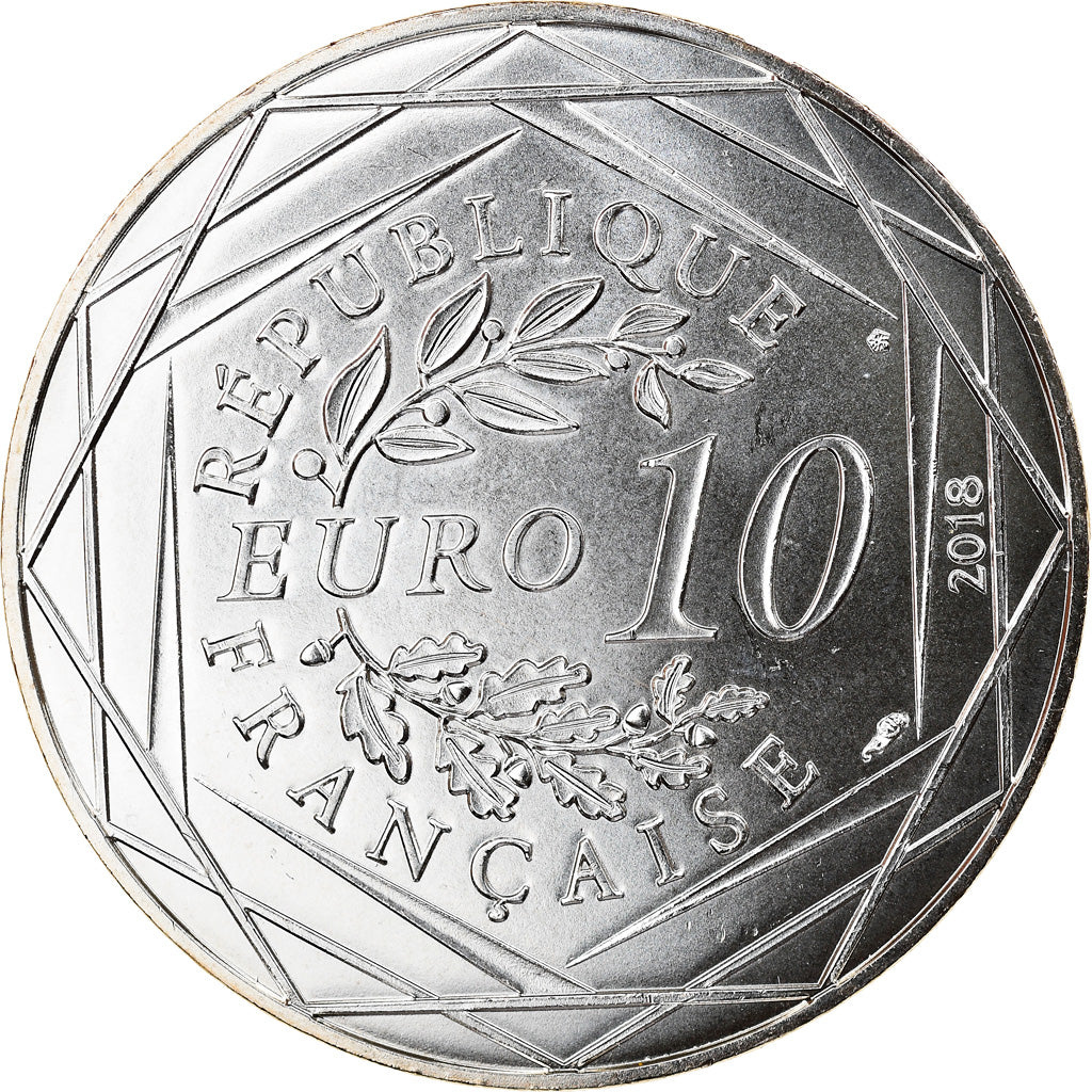 France, 10 Euro, Mickey un tour de Loire, 2018, MS(65-70), Silver