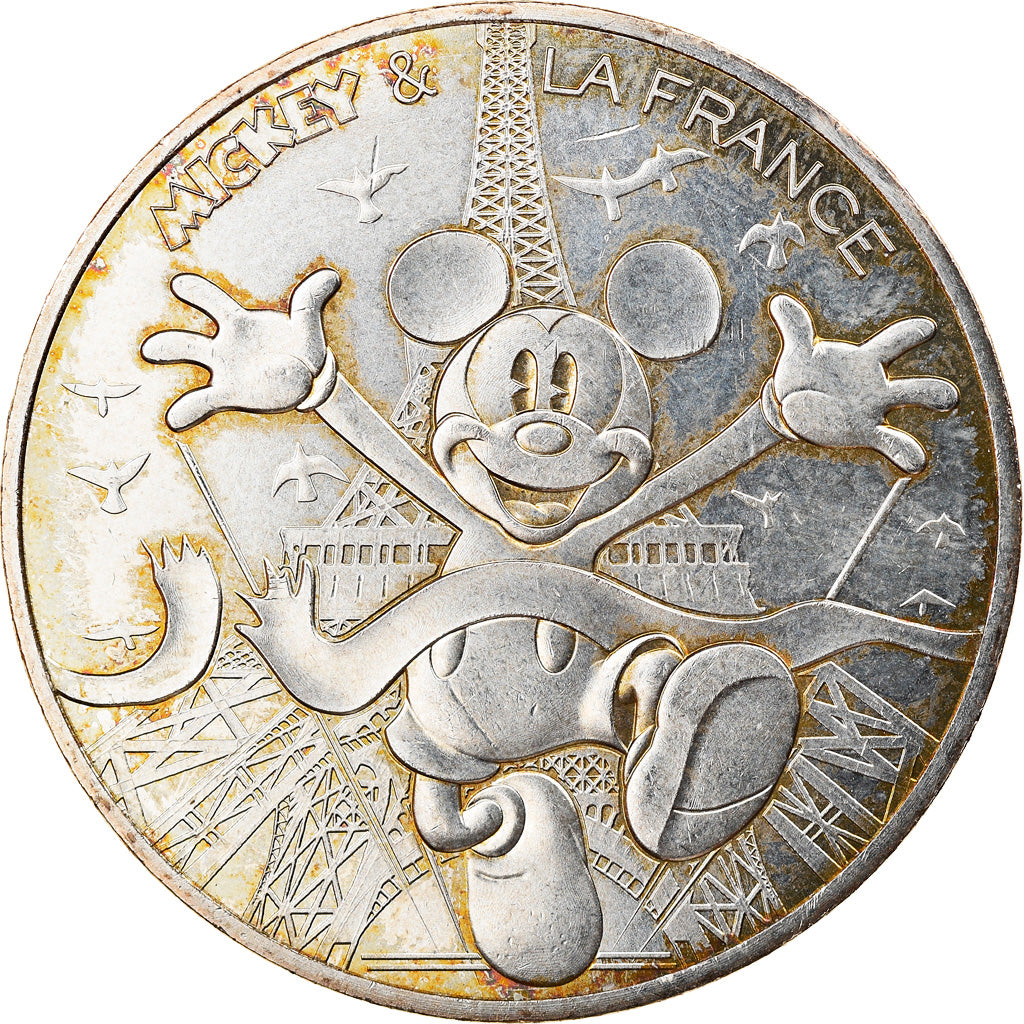 France, 10 Euro, Mickey aux pieds de la dame de fer, 2018, MS(65-70), Silver