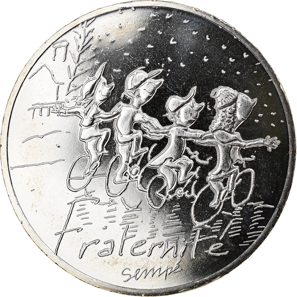 Francia, 10 Euro, Fraternité Hiver Sempé, 2014, FDC, Plata, Gadoury:EU719
