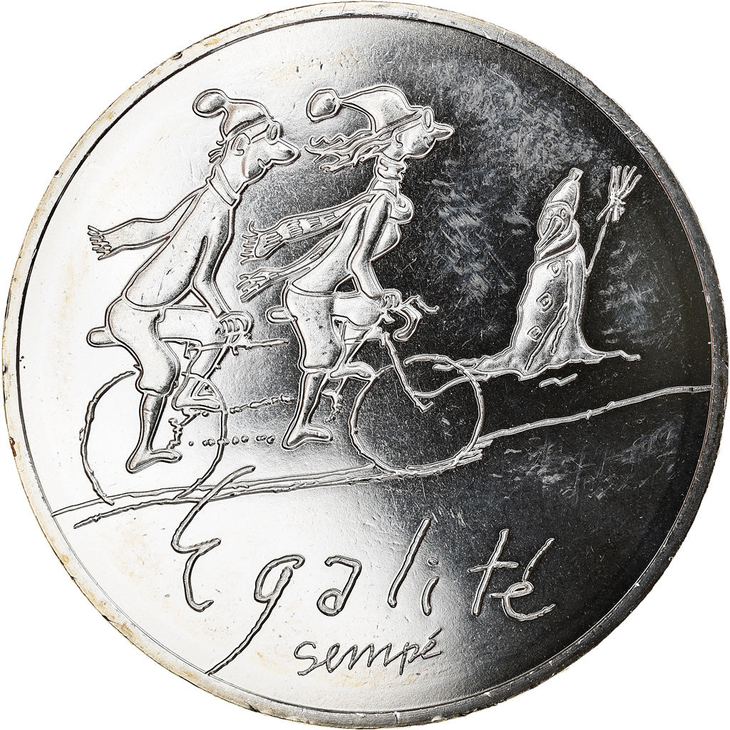 Frankrijk, 10 Euro, Egalité Hiver Sempé, 2014, FDC, Zilver, Gadoury:EU718