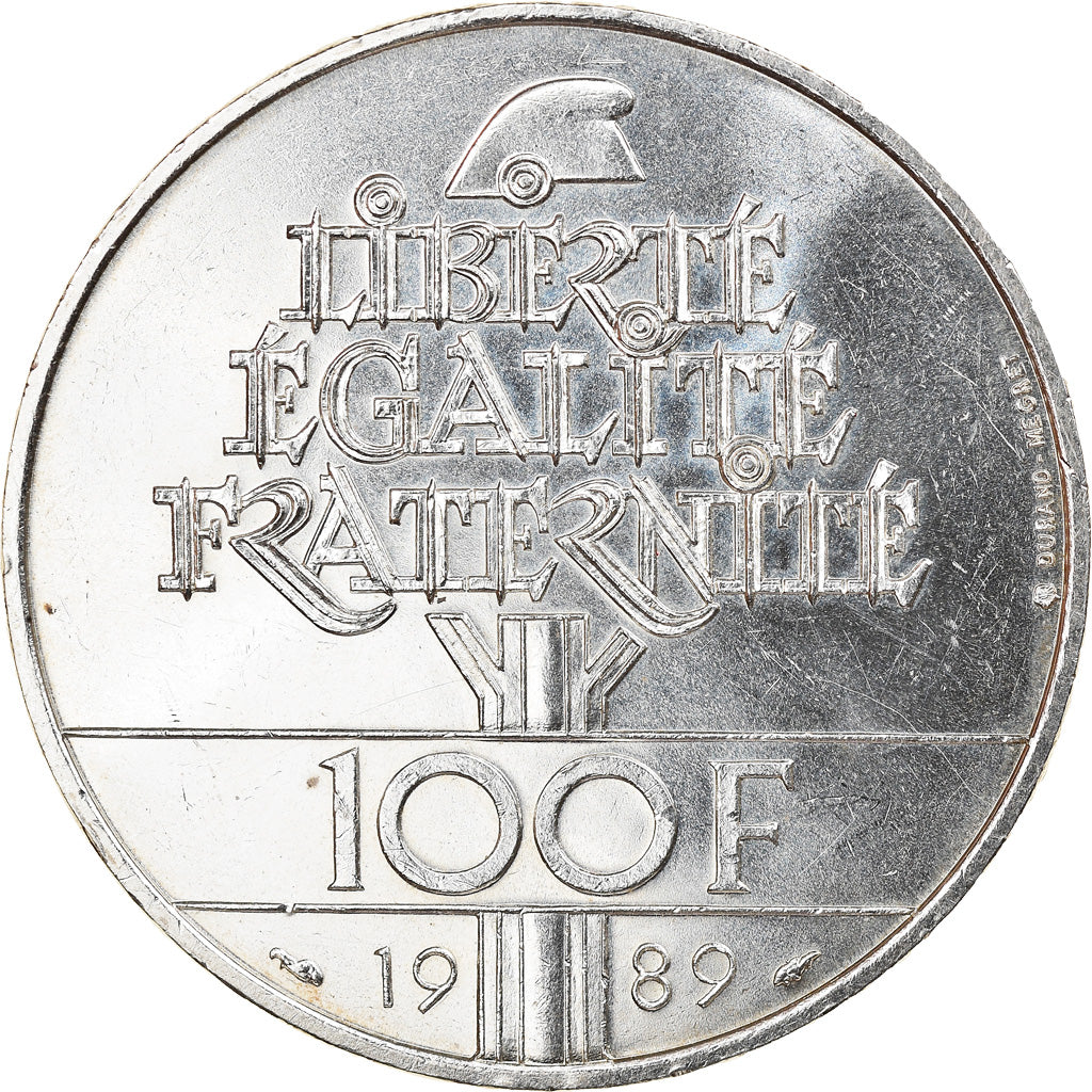 Moneta, Francia, Droits de l'Homme, 100 Francs, 1989, SPL-, Argento, KM:970