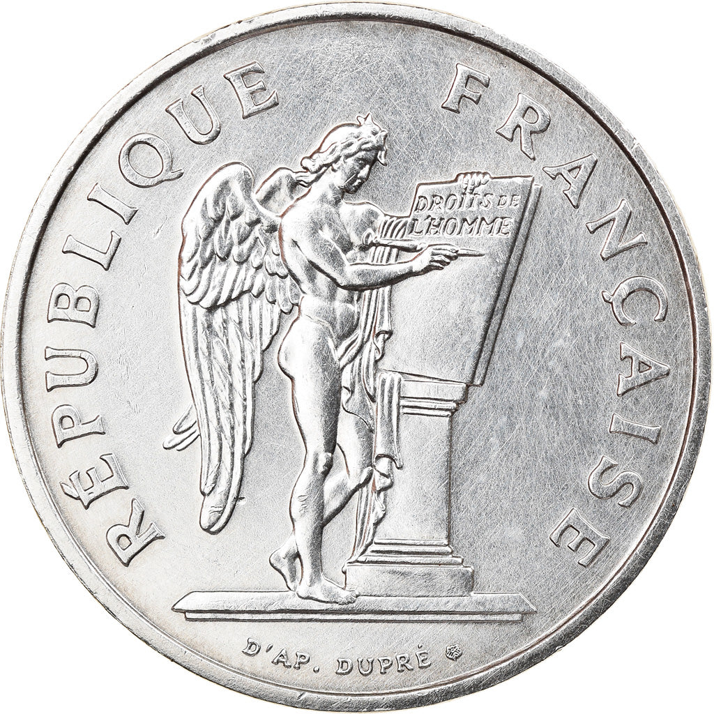 Munten, Frankrijk, Droits de l'Homme, 100 Francs, 1989, PR, Zilver, KM:970