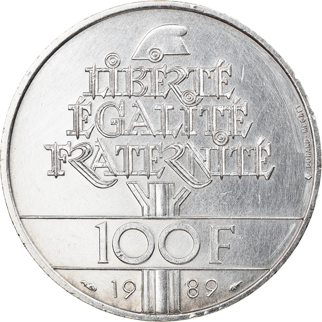 Munten, Frankrijk, Droits de l'Homme, 100 Francs, 1989, PR, Zilver, KM:970