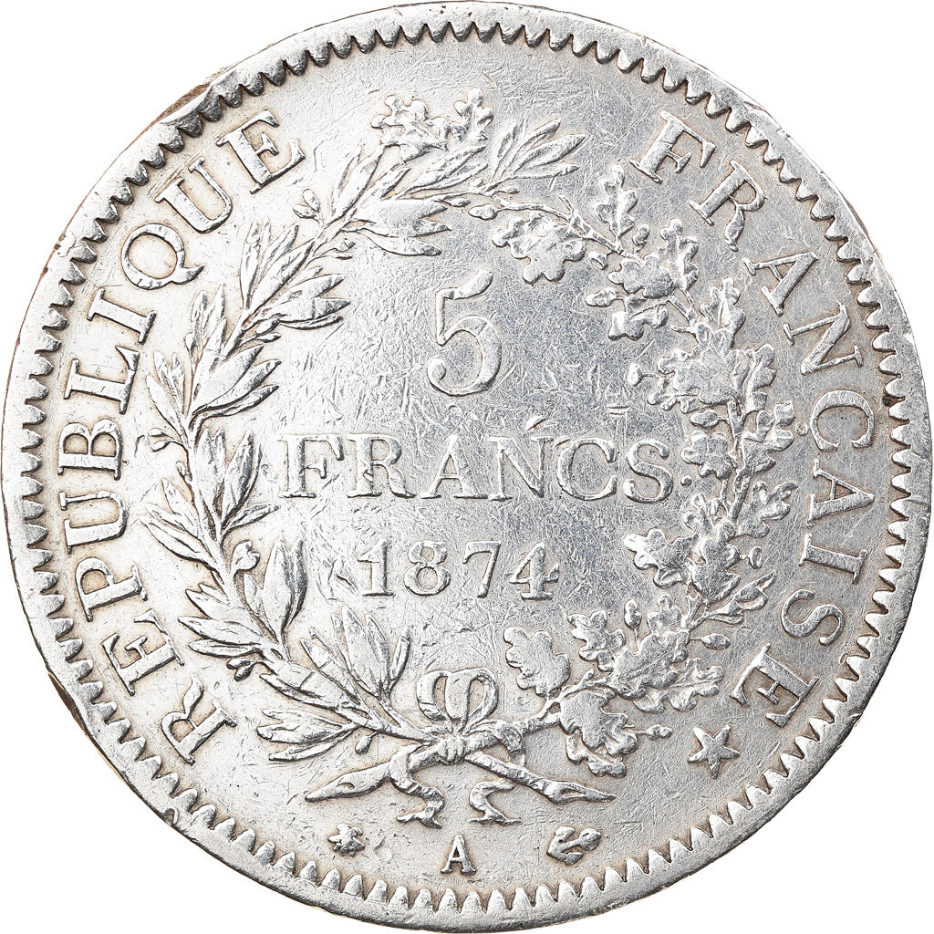 Coin, France, Hercule, 5 Francs, 1874, Paris, VF(30-35), Silver, KM:820.1