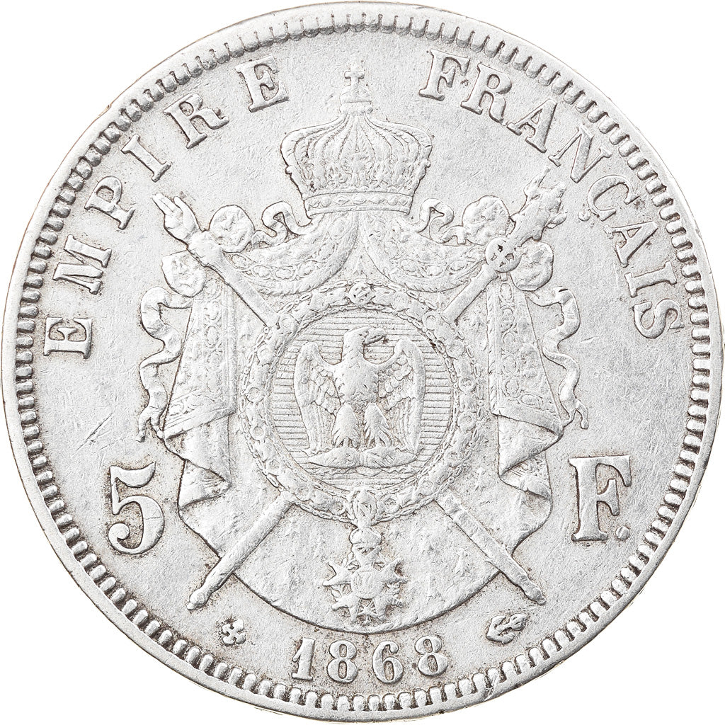 Coin, France, Napoléon III, 5 Francs, 1868, Strasbourg, EF(40-45), Silver