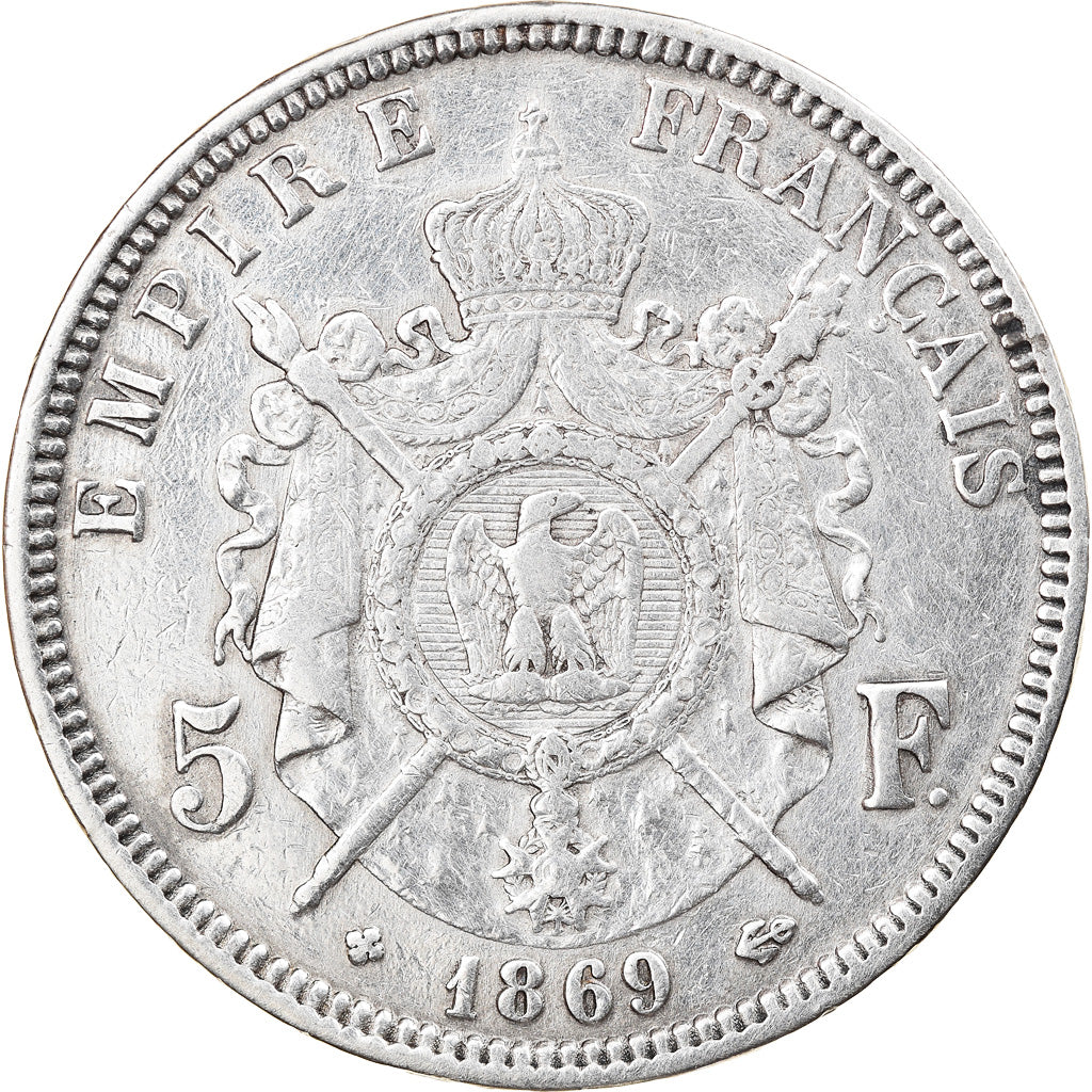 Coin, France, Napoléon III, 5 Francs, 1869, Strasbourg, EF(40-45), Silver