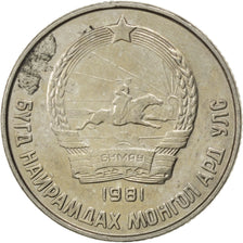 MONGOLIA, 15 Mongo, 1981, KM #31, AU(55-58), Copper-Nickel, 22, 3.94