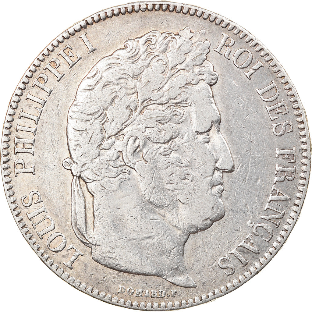 Moneta, Francia, Louis-Philippe, 5 Francs, 1843, Rouen, BB, Argento, KM:749.2