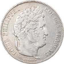 Moneta, Francia, Louis-Philippe, 5 Francs, 1843, Rouen, BB, Argento, KM:749.2