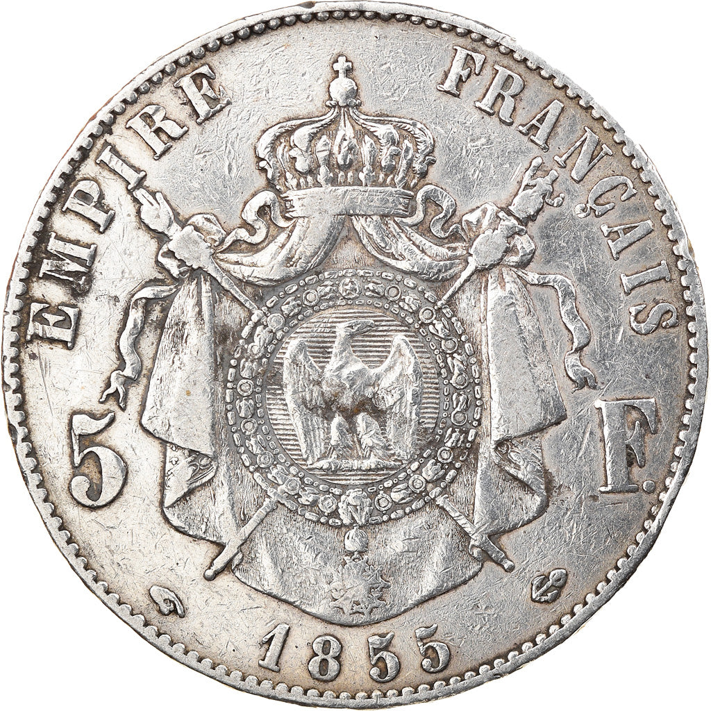 Coin, France, 5 Francs, 1855, Paris, VF(30-35), Silver, KM:782.1, Gadoury:734