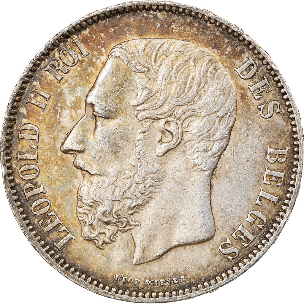 Münze, Belgien, Leopold II, 5 Francs, 5 Frank, 1876, SS+, Silber, KM:24