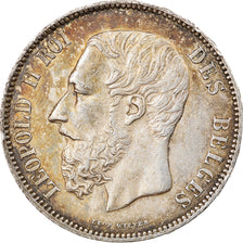 Moeda, Bélgica, Leopold II, 5 Francs, 5 Frank, 1876, AU(50-53), Prata, KM:24