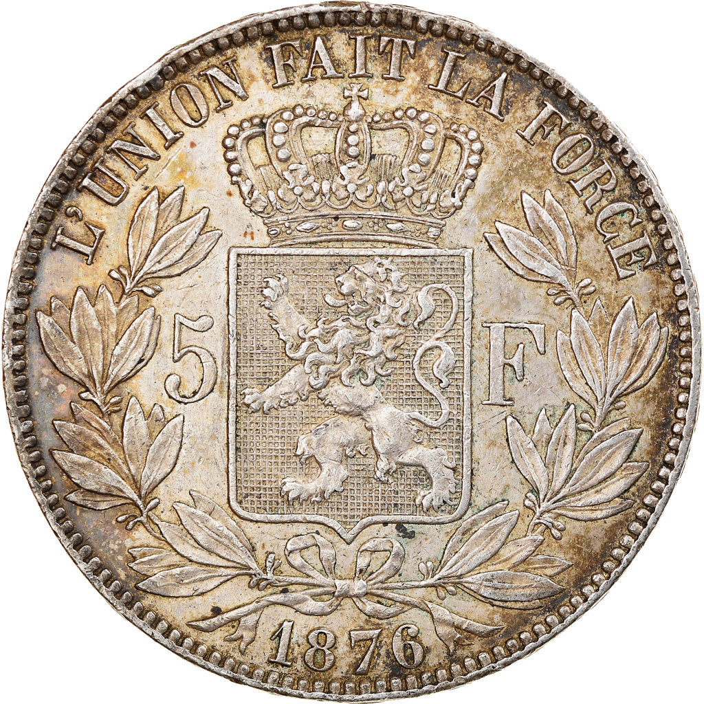 Münze, Belgien, Leopold II, 5 Francs, 5 Frank, 1876, SS+, Silber, KM:24