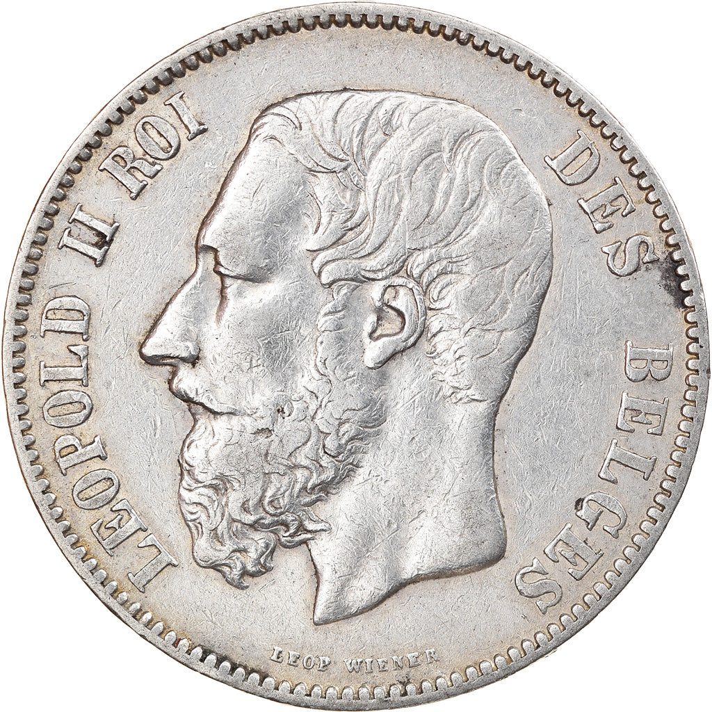 Coin, Belgium, Leopold II, 5 Francs, 5 Frank, 1875, EF(40-45), Silver, KM:24