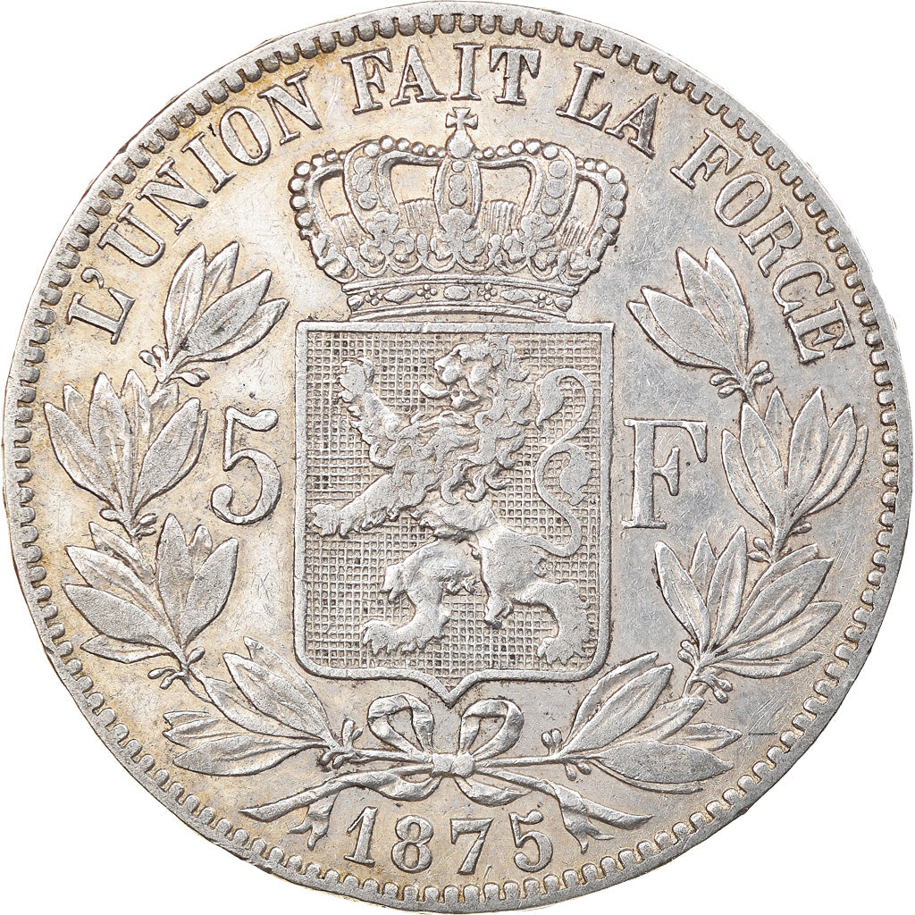 Coin, Belgium, Leopold II, 5 Francs, 5 Frank, 1875, EF(40-45), Silver, KM:24