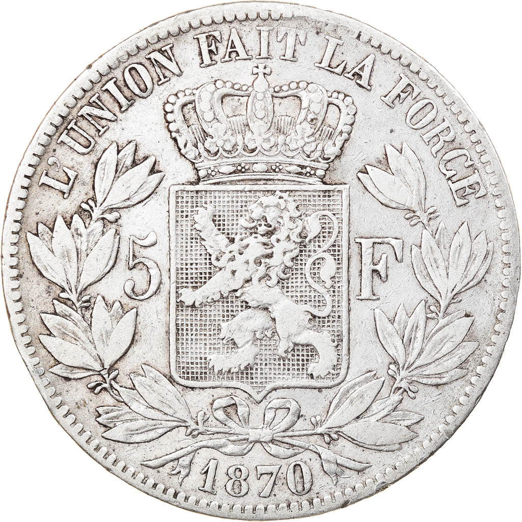Coin, Belgium, Leopold II, 5 Francs, 5 Frank, 1870, VF(30-35), Silver, KM:24