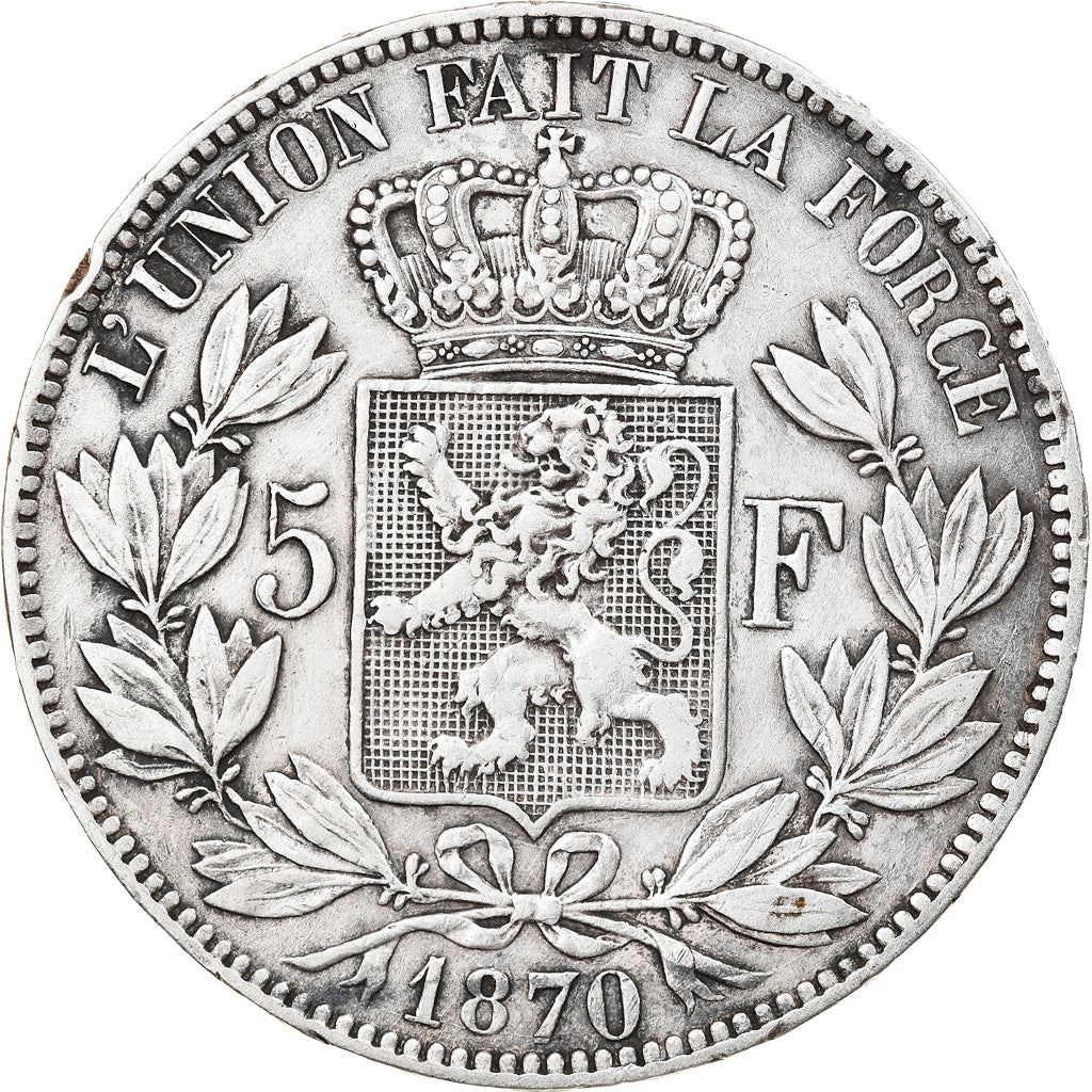 Coin, Belgium, Leopold II, 5 Francs, 5 Frank, 1870, VF(30-35), Silver, KM:24