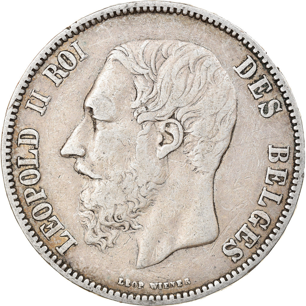 Coin, Belgium, Leopold II, 5 Francs, 5 Frank, 1868, VF(30-35), Silver, KM:24