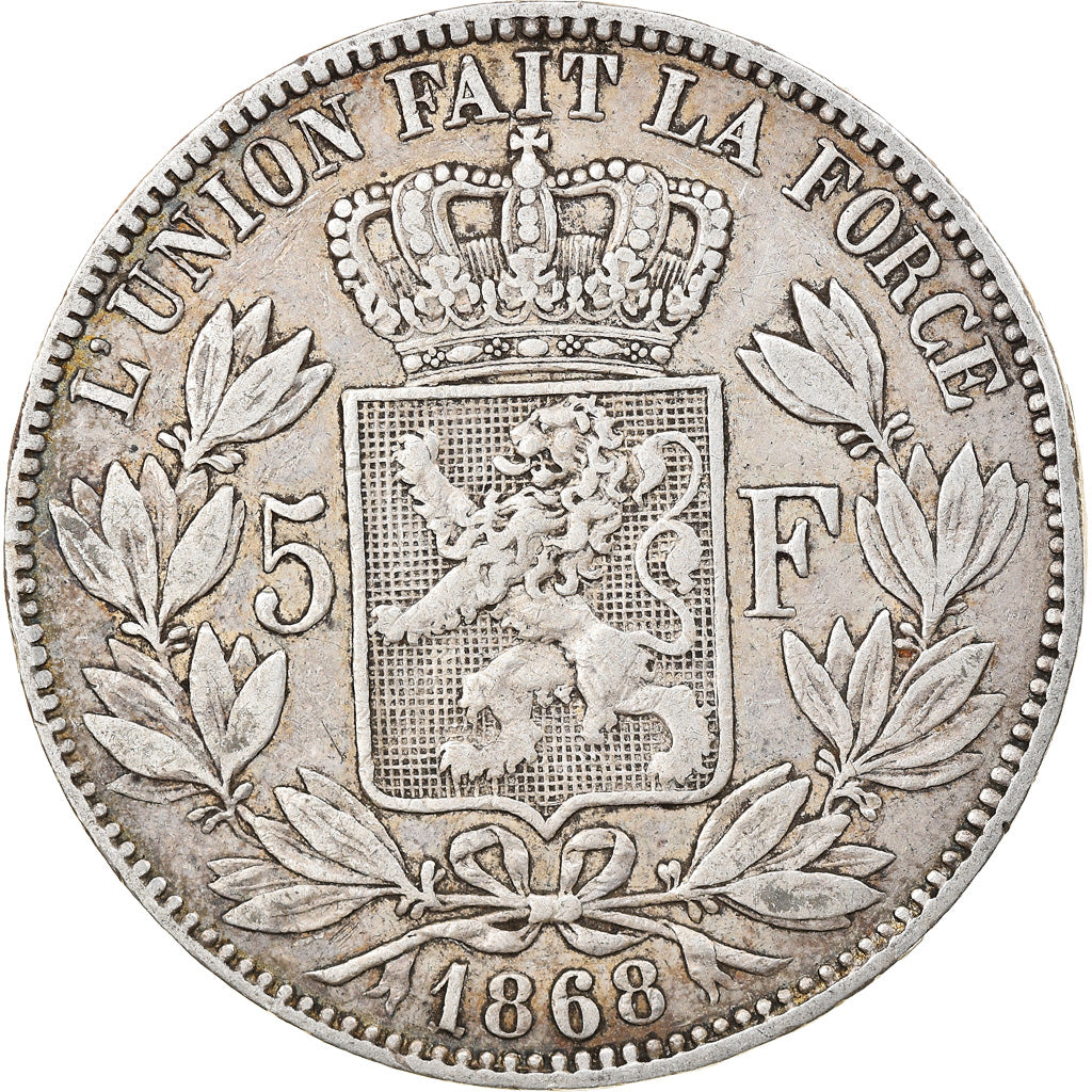 Coin, Belgium, Leopold II, 5 Francs, 5 Frank, 1868, VF(30-35), Silver, KM:24