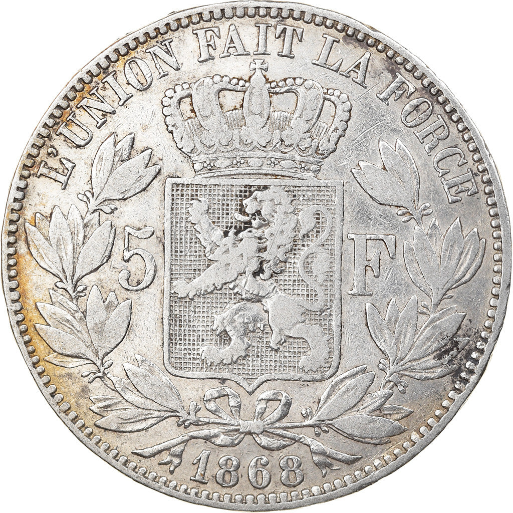 Coin, Belgium, Leopold II, 5 Francs, 5 Frank, 1868, VF(30-35), Silver, KM:24