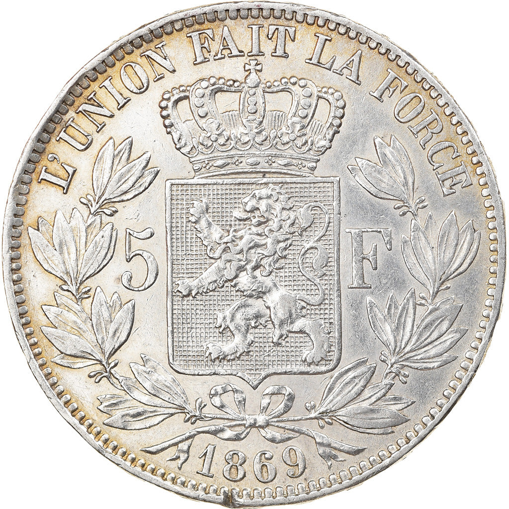 Coin, Belgium, Leopold II, 5 Francs, 5 Frank, 1869, EF(40-45), Silver, KM:24