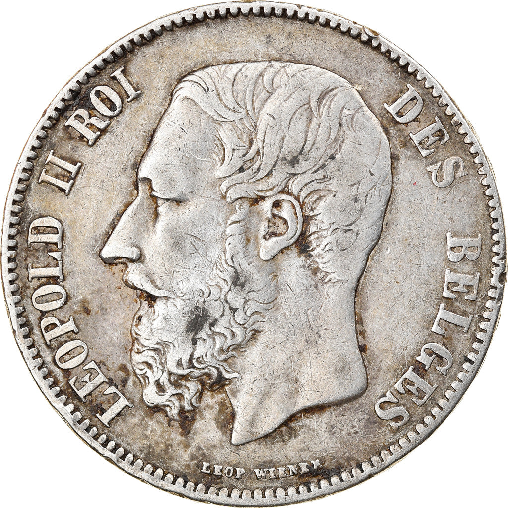Coin, Belgium, Leopold II, 5 Francs, 5 Frank, 1869, VF(30-35), Silver, KM:24