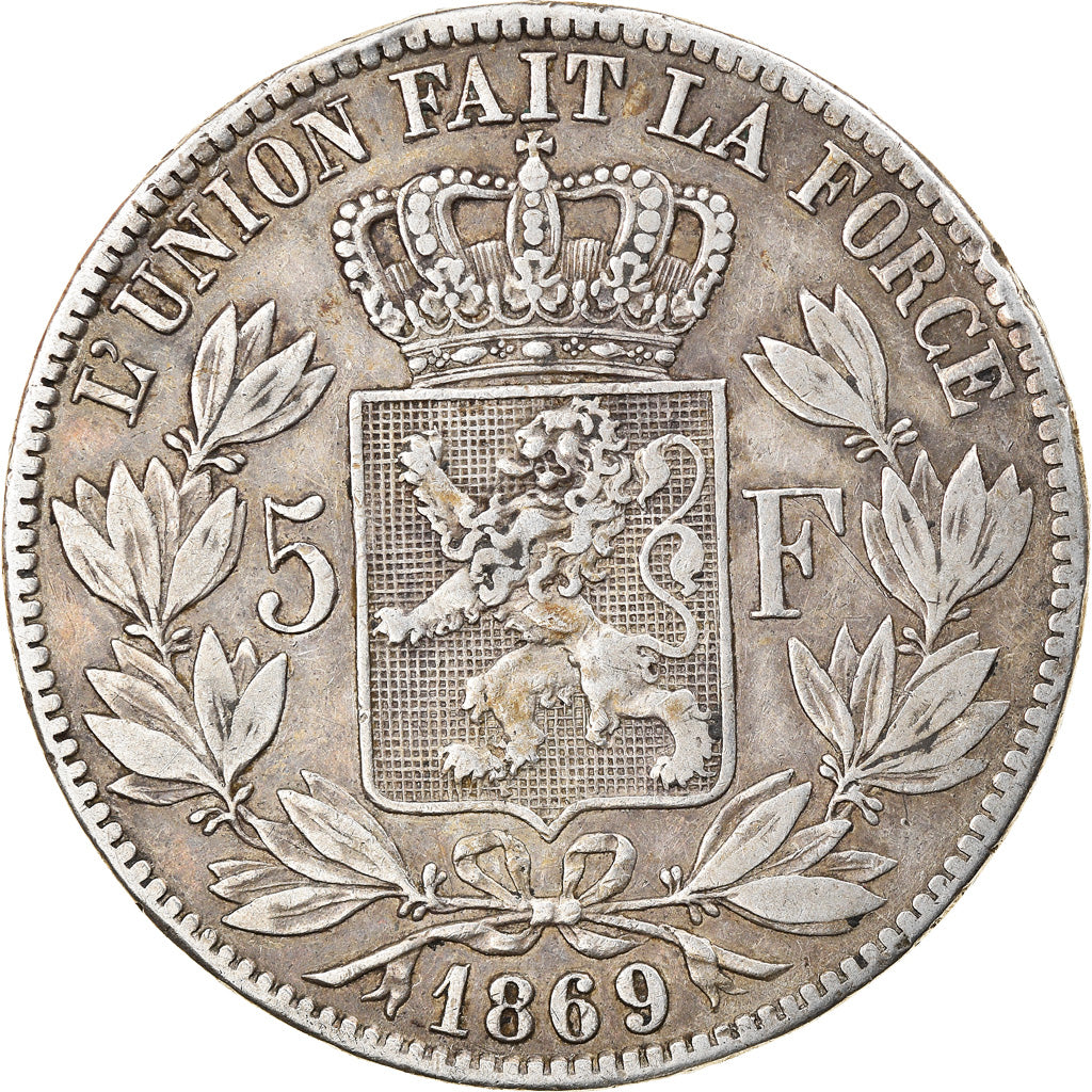 Coin, Belgium, Leopold II, 5 Francs, 5 Frank, 1869, VF(30-35), Silver, KM:24