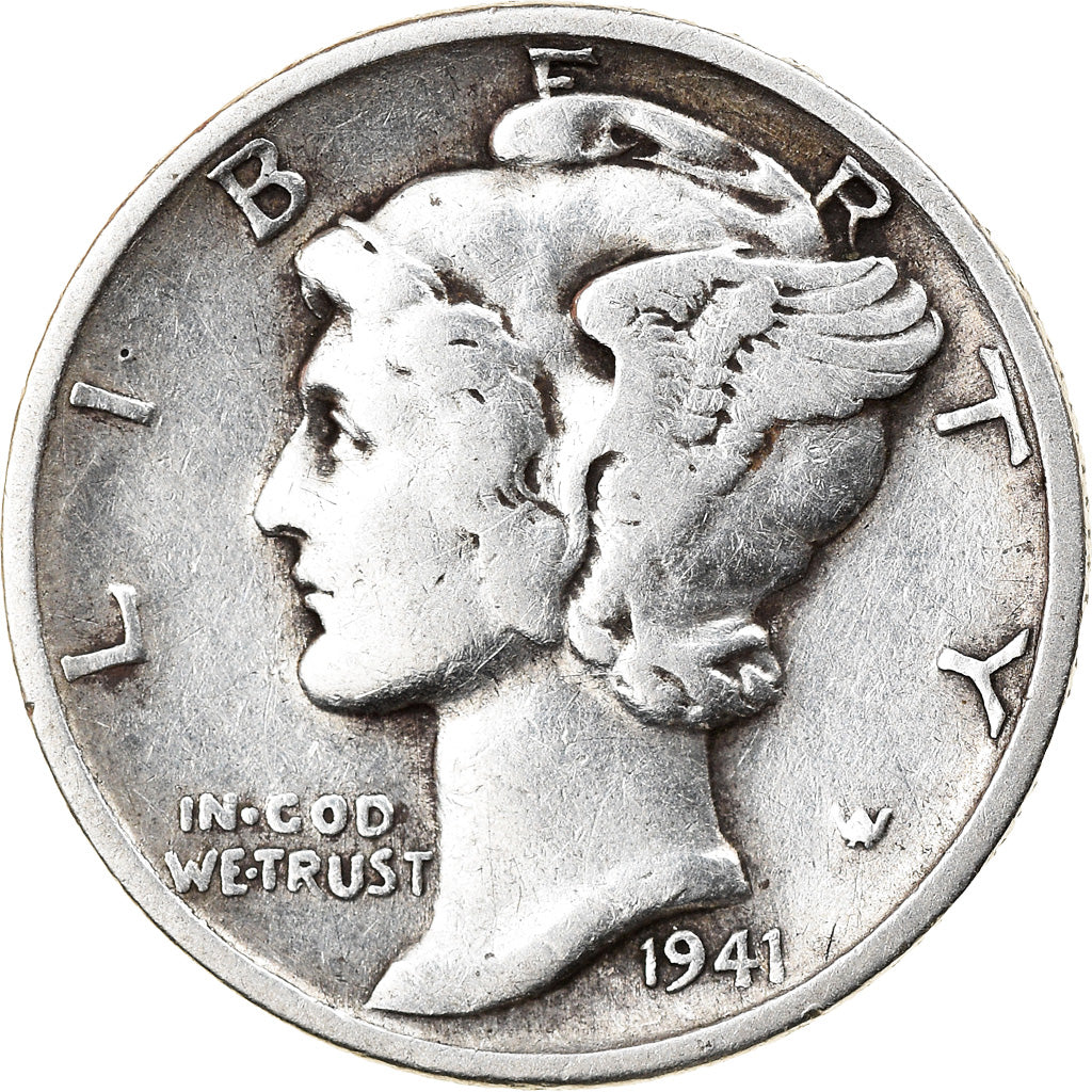 Coin, United States, Mercury Dime, 1941, Philadelphia, EF(40-45), Silver