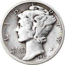 Coin, United States, Mercury Dime, 1941, Philadelphia, EF(40-45), Silver