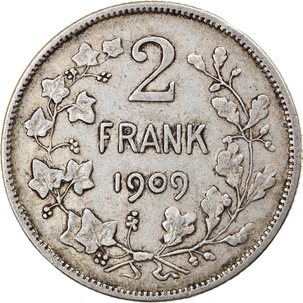 Coin, Belgium, Leopold II, 2 Francs, 2 Frank, 1909, EF(40-45), Silver, KM:59