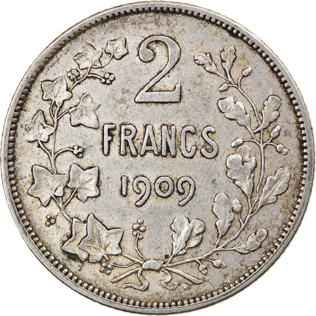 Coin, Belgium, Leopold II, 2 Francs, 2 Frank, 1909, EF(40-45), Silver, KM:58.1
