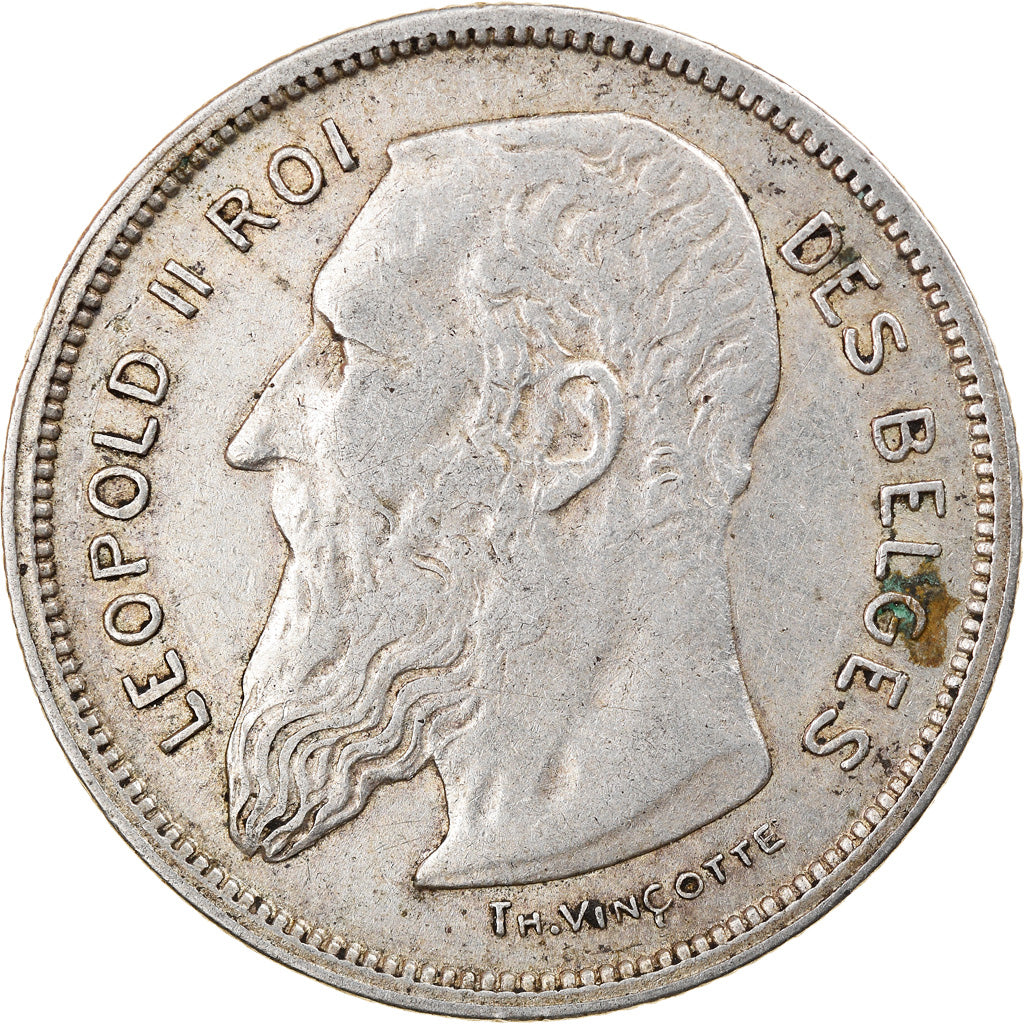 Coin, Belgium, Leopold II, 2 Francs, 2 Frank, 1909, EF(40-45), Silver, KM:58.1