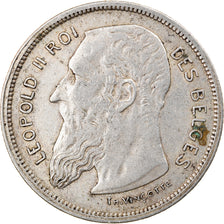 Coin, Belgium, Leopold II, 2 Francs, 2 Frank, 1909, EF(40-45), Silver, KM:58.1