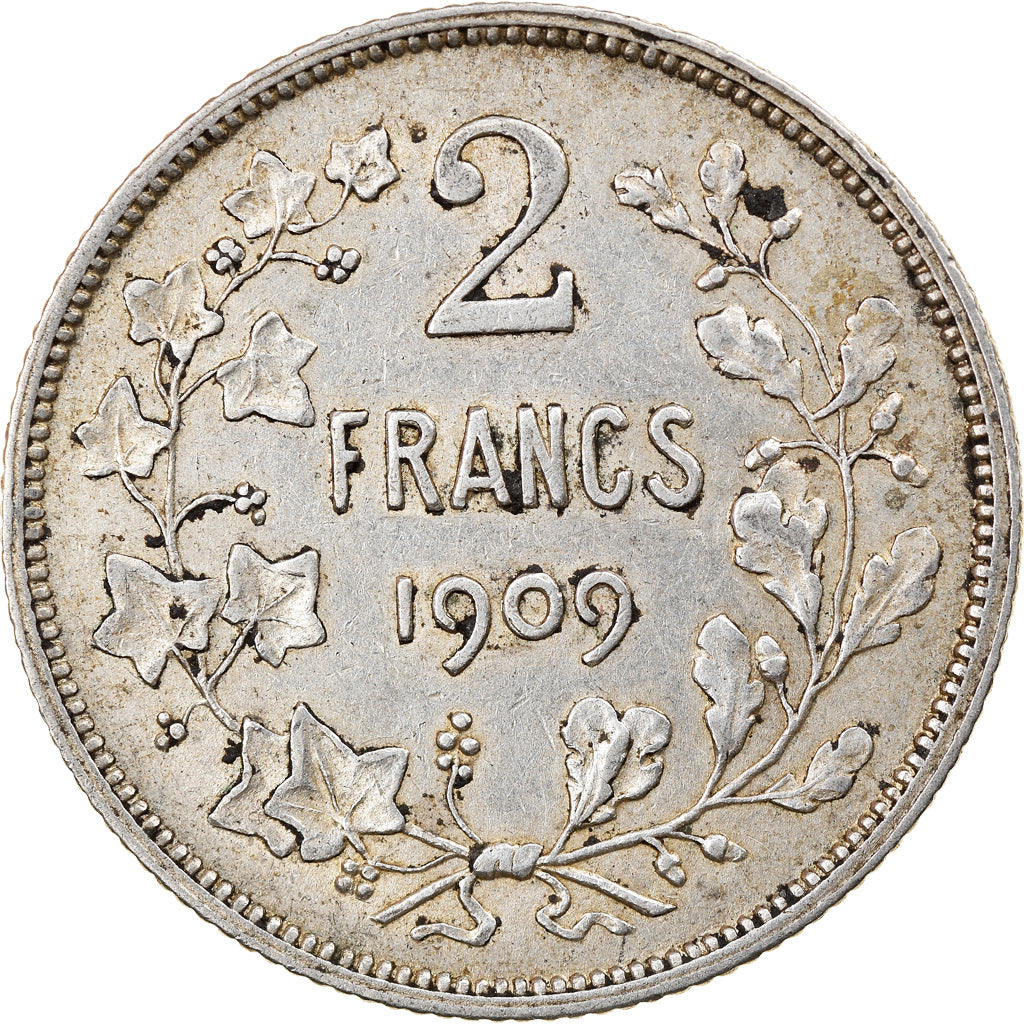 Coin, Belgium, Leopold II, 2 Francs, 2 Frank, 1909, EF(40-45), Silver, KM:58.1
