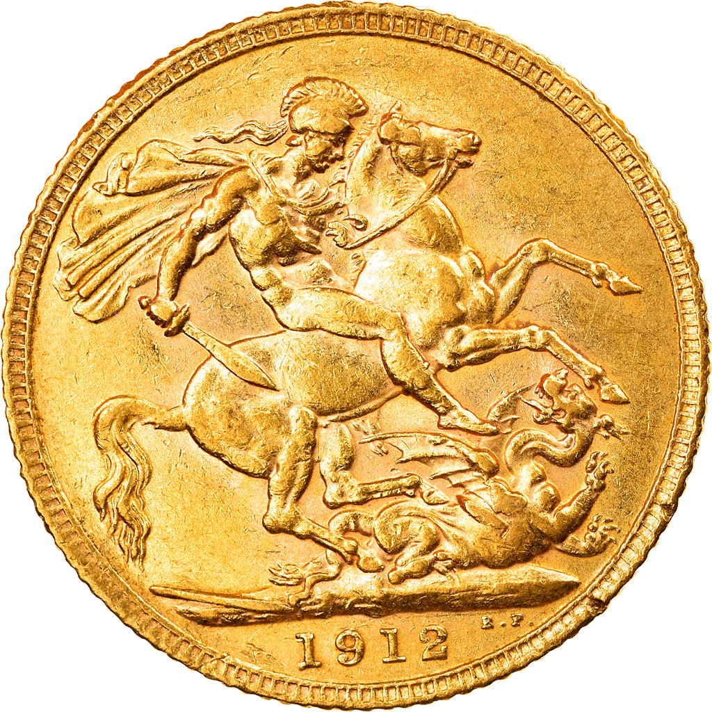 Coin, Great Britain, George V, Sovereign, 1912, AU(55-58), Gold, KM:820